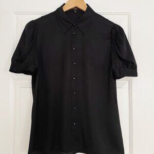 Quince Washable Stretch Silk Puff Sleeve Blouse